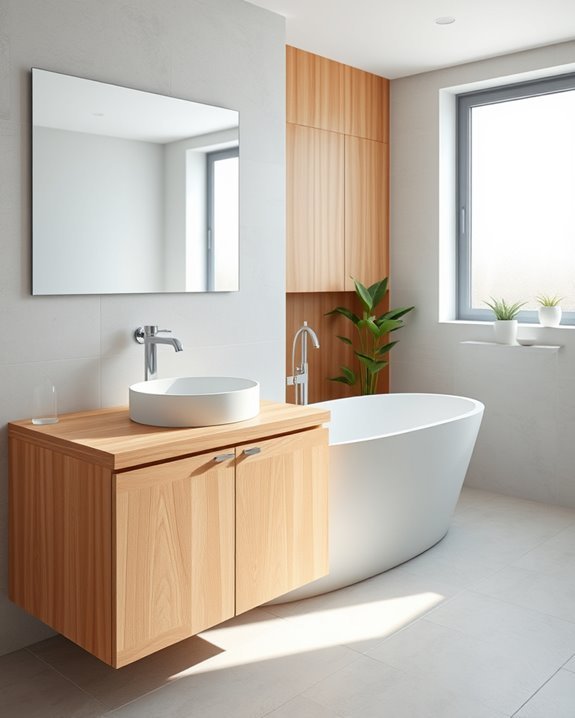 natural wood bathroom accents