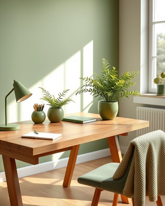 olive green office decor