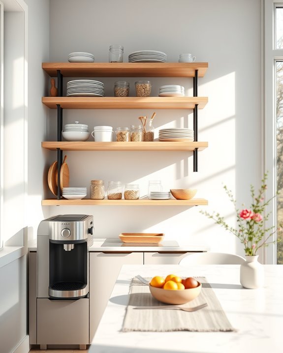 open shelving breakfast areas