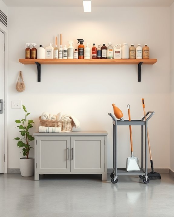 organized cleaning supply station
