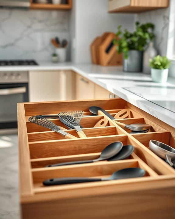 organized kitchen drawer dividers