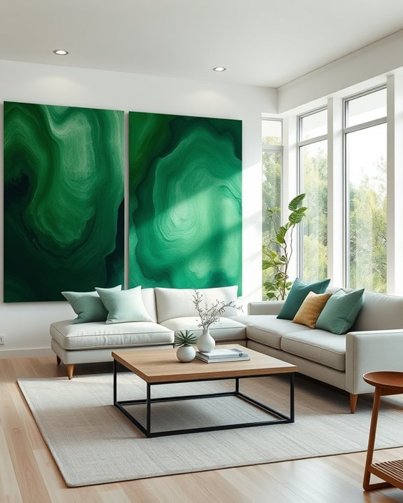 oversized green canvas art