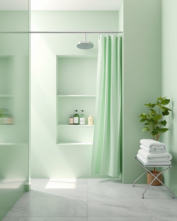 pastel green shower design