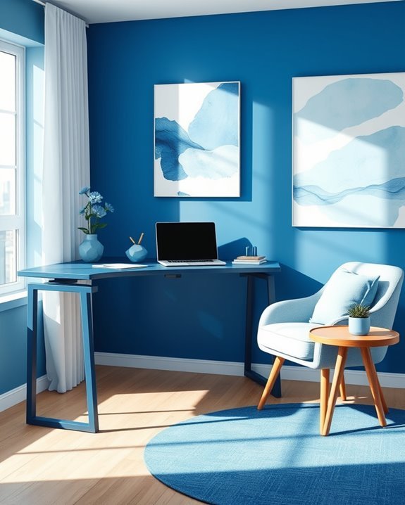 personalized blue office decor