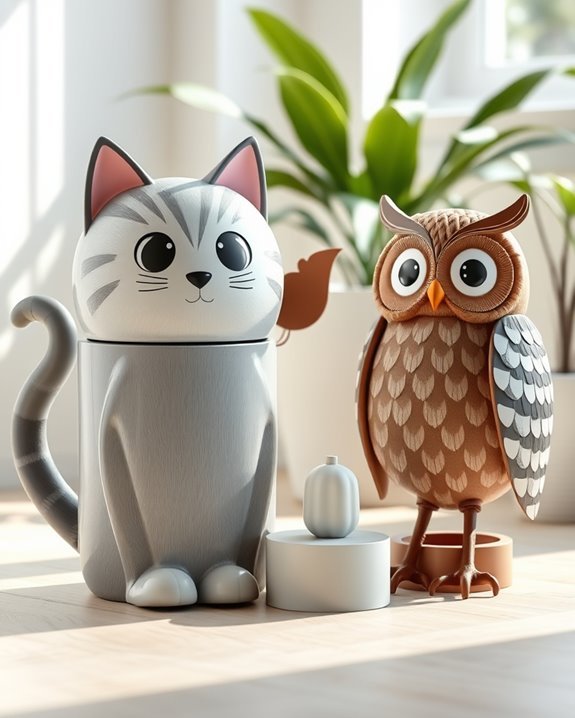 playful animal shaped dustbins