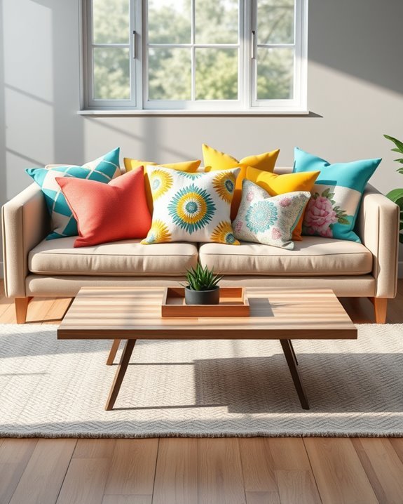 playful colorful textured pillows