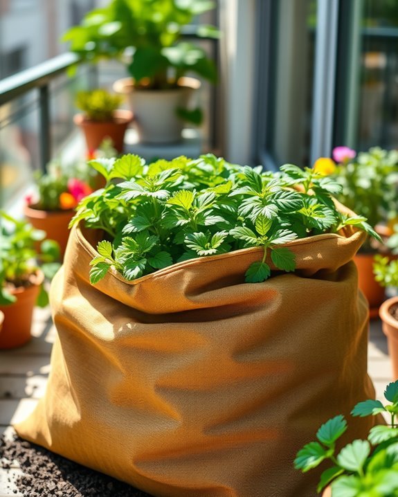 potatoes in grow bags