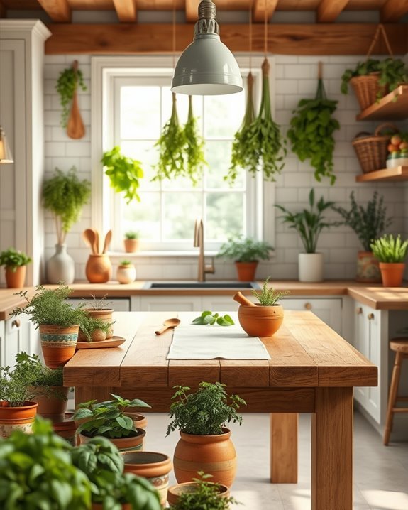 potted herbs enhance kitchen freshness