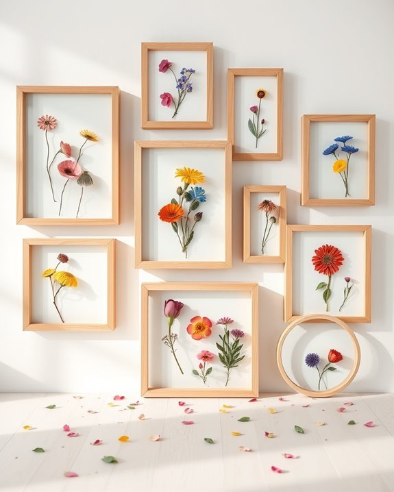 pressed flower wall displays