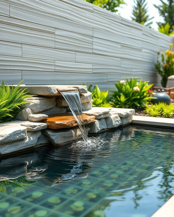 privacy wall with fountain