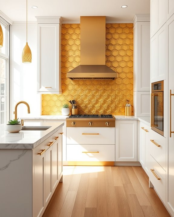 radiant gold backsplash design