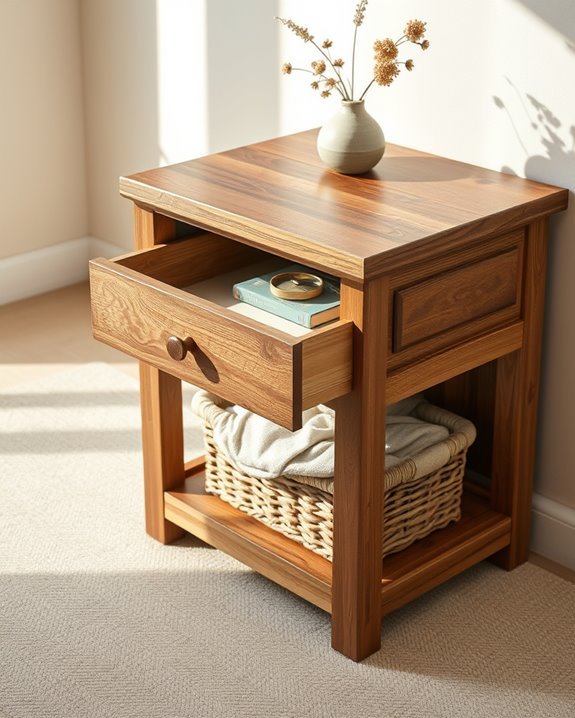 reclaimed wood bedside table