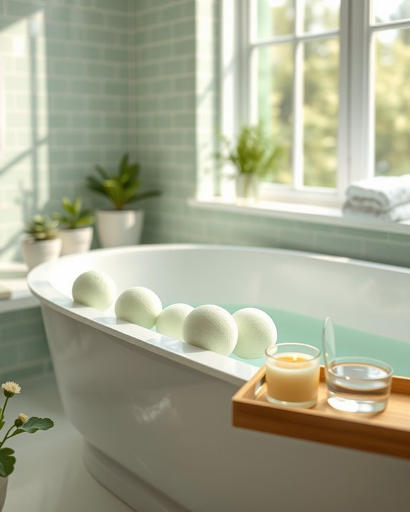 relaxing pastel green bath bombs