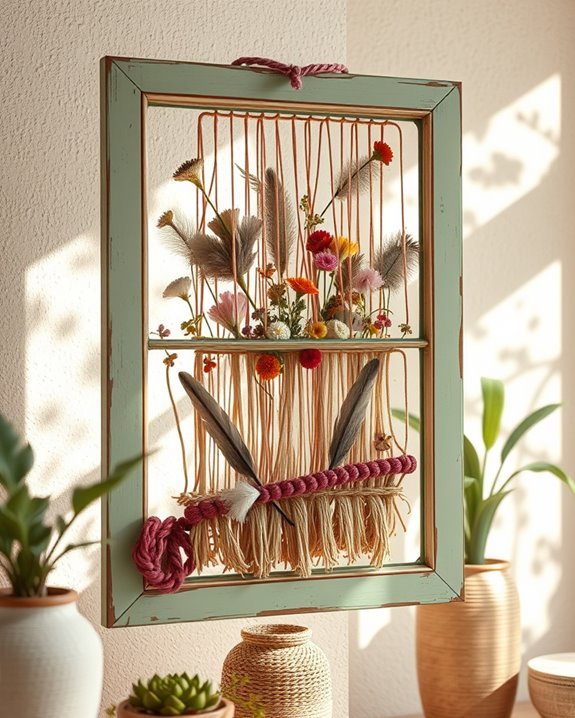 repurposed window frame art
