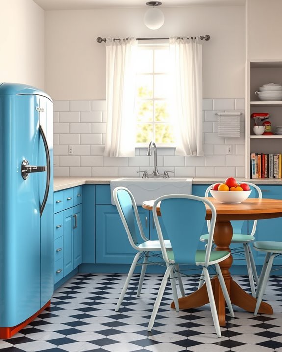 retro blue kitchen charm