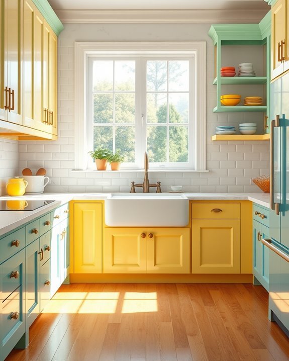 retro vibrant kitchen cabinets
