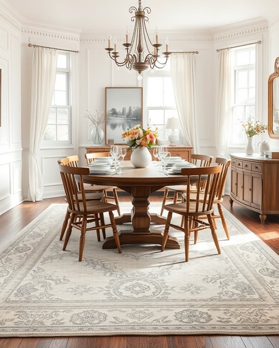 rug defining cozy dining space