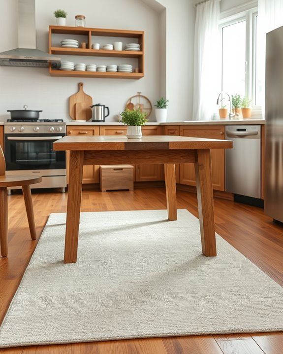 rug enhances kitchen comfort