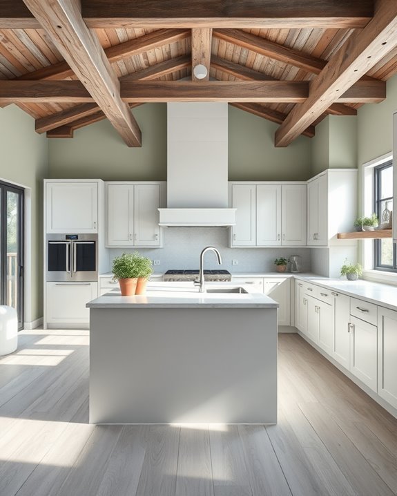 rustic beams soothing green