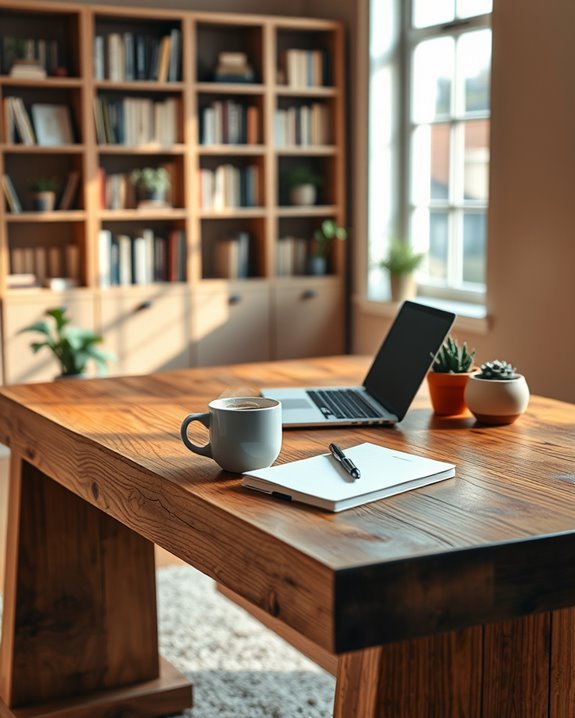 rustic charm enhances workspace