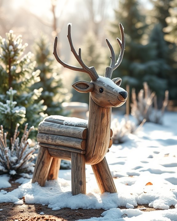 rustic log reindeer decorations