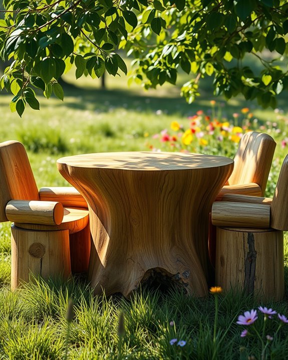 rustic tree stump seating
