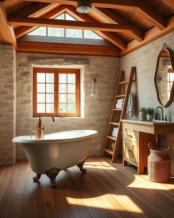 rustic wooden bathroom accents