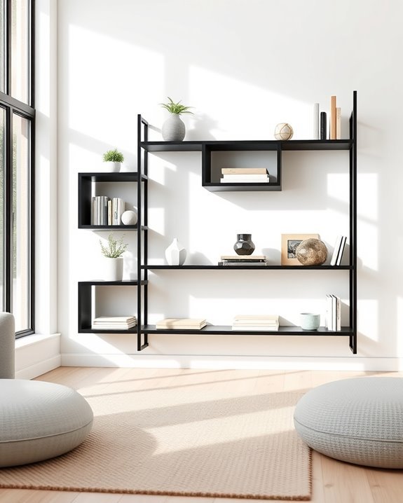 scandinavian black shelves aesthetic
