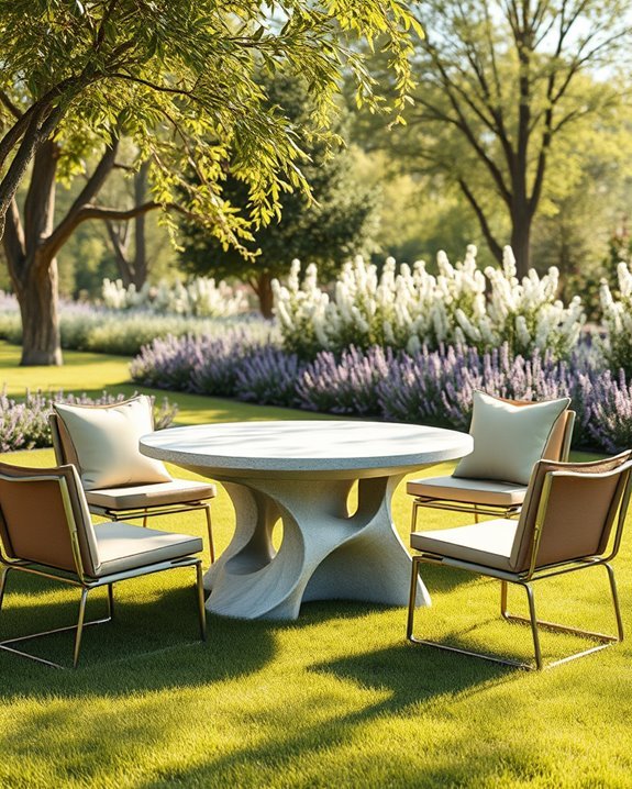sculptural table and lounge