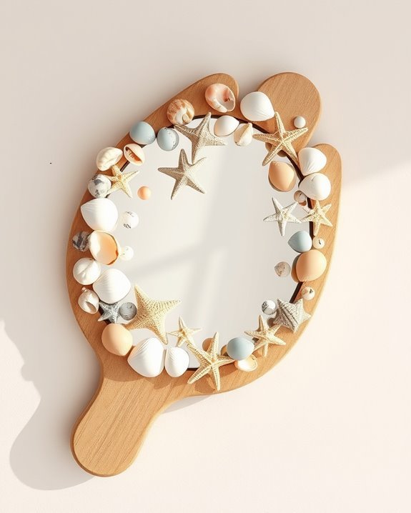 seashells enhance mirror decor