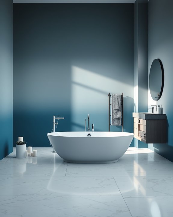 serene blue gray ombre bathroom