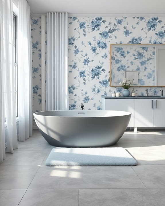 serene blue grey floral decor