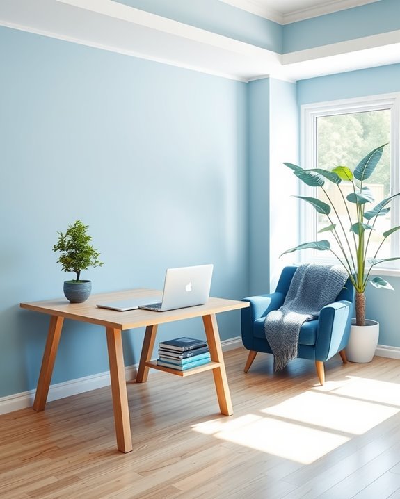 serene blue workspace design