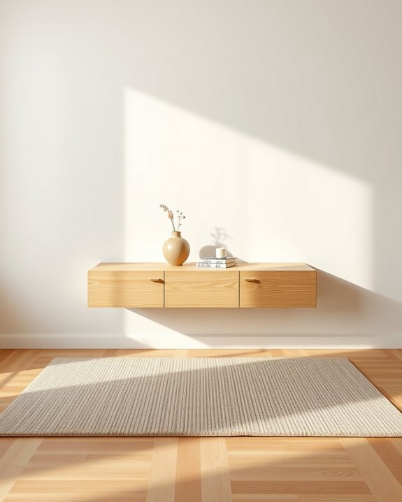 serene floating cabinet design