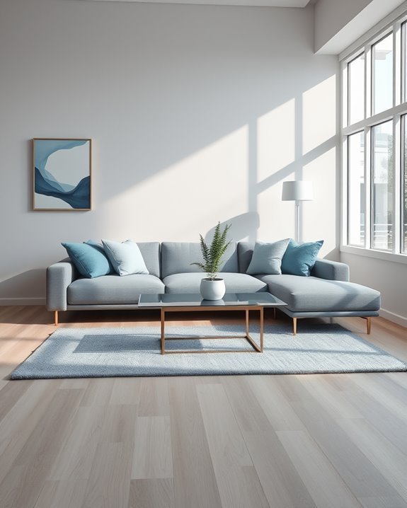 serene minimalist grey blue