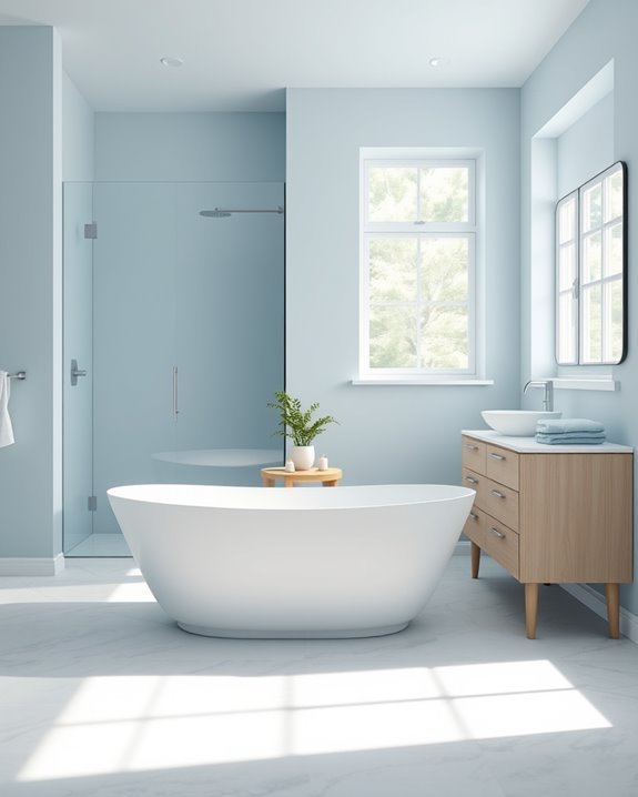 serene powder blue bathroom