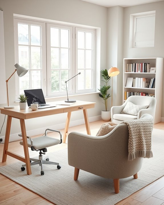 serene workspace with pastels