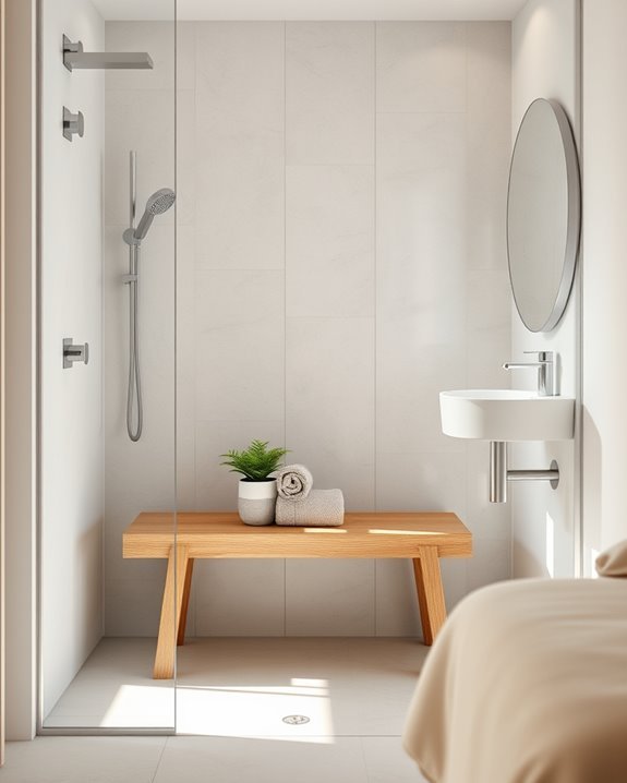 shower bench enhances comfort