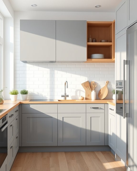 simple functional grey cabinets