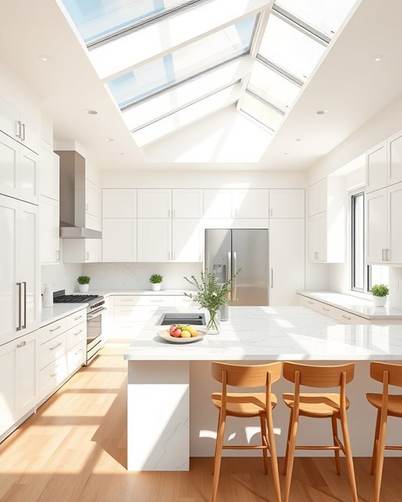 skylights enhance kitchen brightness