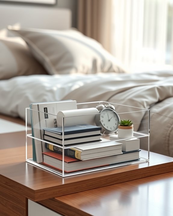 sleek acrylic bedside organizer