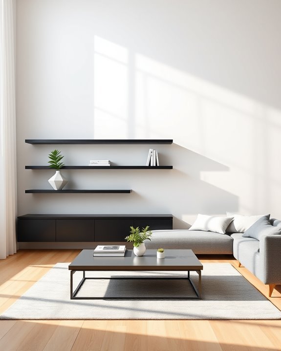 sleek black minimalist shelves