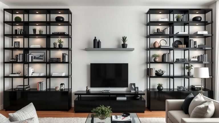 sleek black shelves storage