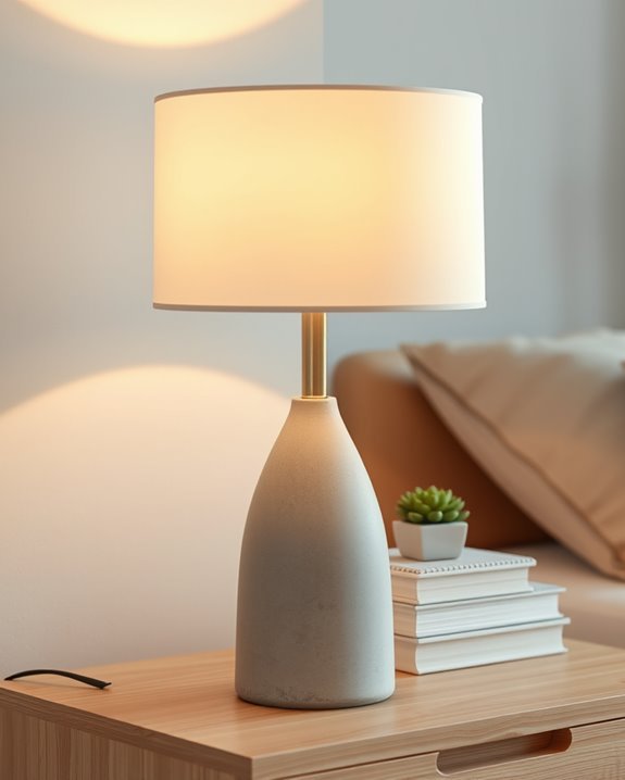 sleek concrete bedside lamps