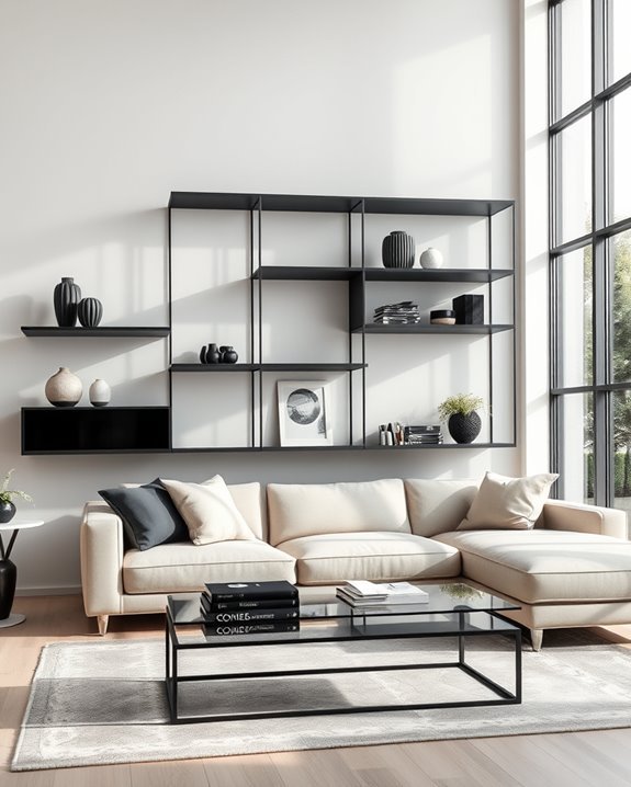 sleek contemporary black shelves
