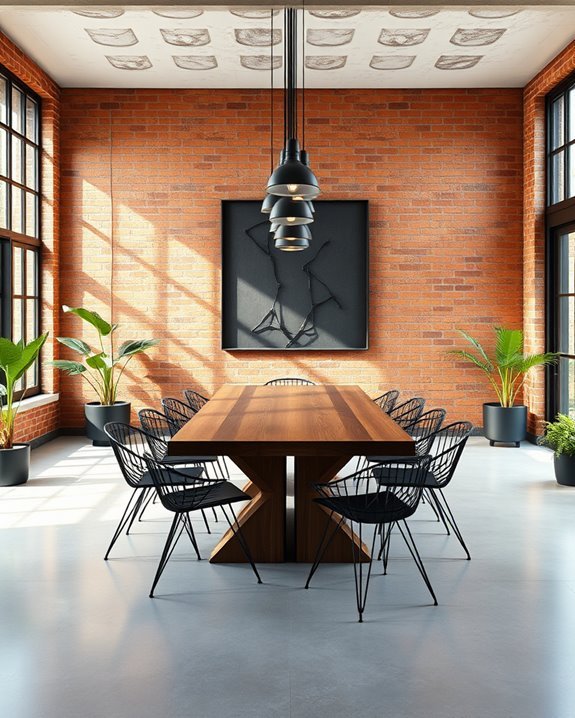 sleek minimalist dining space