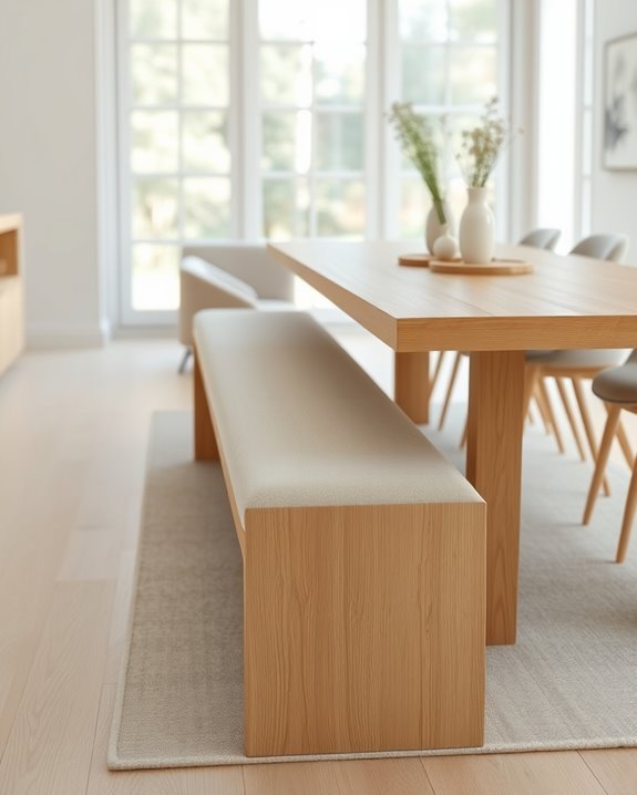 sleek modern dining bench