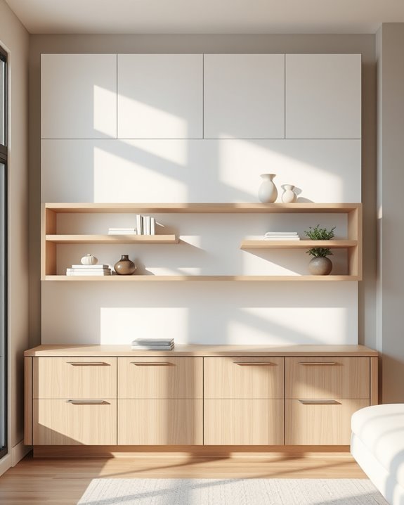 sleek modern floating shelves
