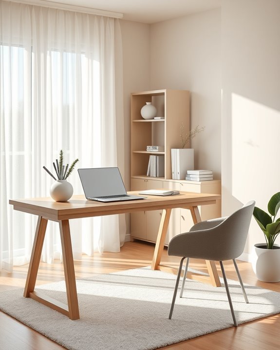 sleek monochromatic office design