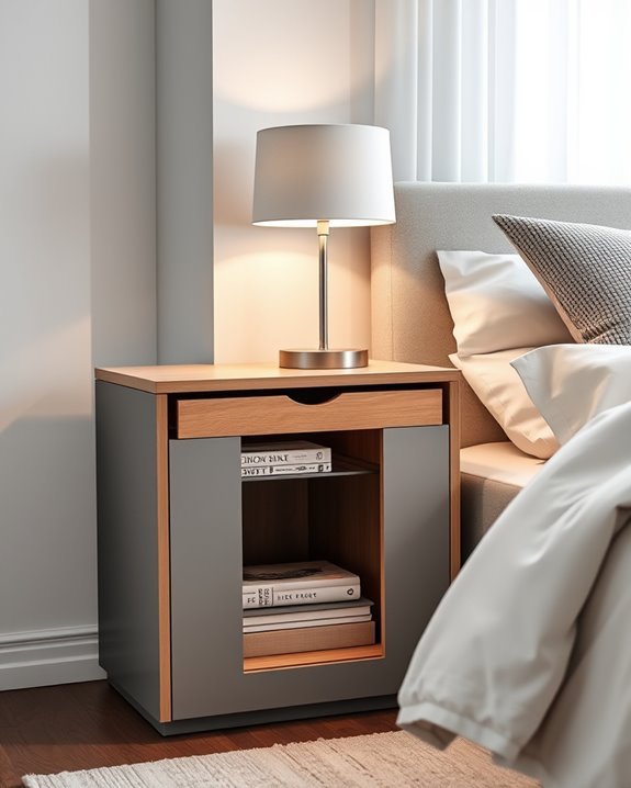 sleek sliding door nightstand